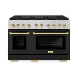ZLINE - Autograph 48 in. Paramount Dual Fuel Range w/ DuoPro Cooktop & Black Doors w/ Gold Accents (PSDRZ-BLM-48-G) - Stainless Steel with Black Matte Door