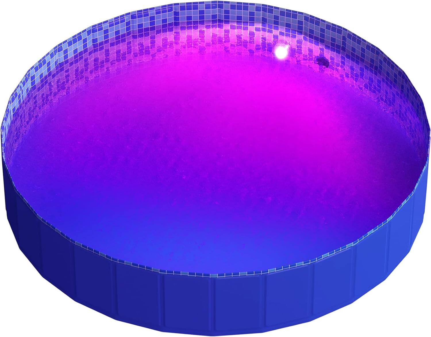 Alt View 5. Pawtners - 79" Foldable Dog Pool with RGB LED Light, Remote Control, Durable PVC - Blue.