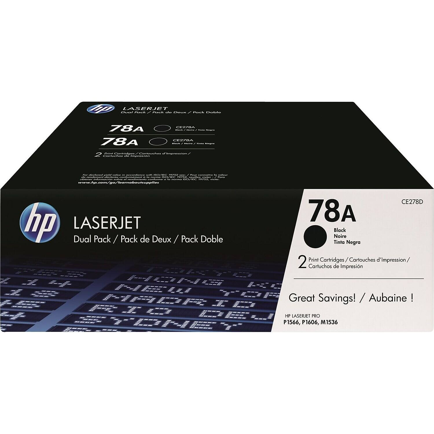 HP - 78A Standard Yield Toner Cartridge, 2/Pack (CE278D) - Black