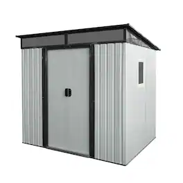 Mondawe - 6ft x 5ft Outdoor Metal Storage Shed with Window and Transparent plate - White+Black