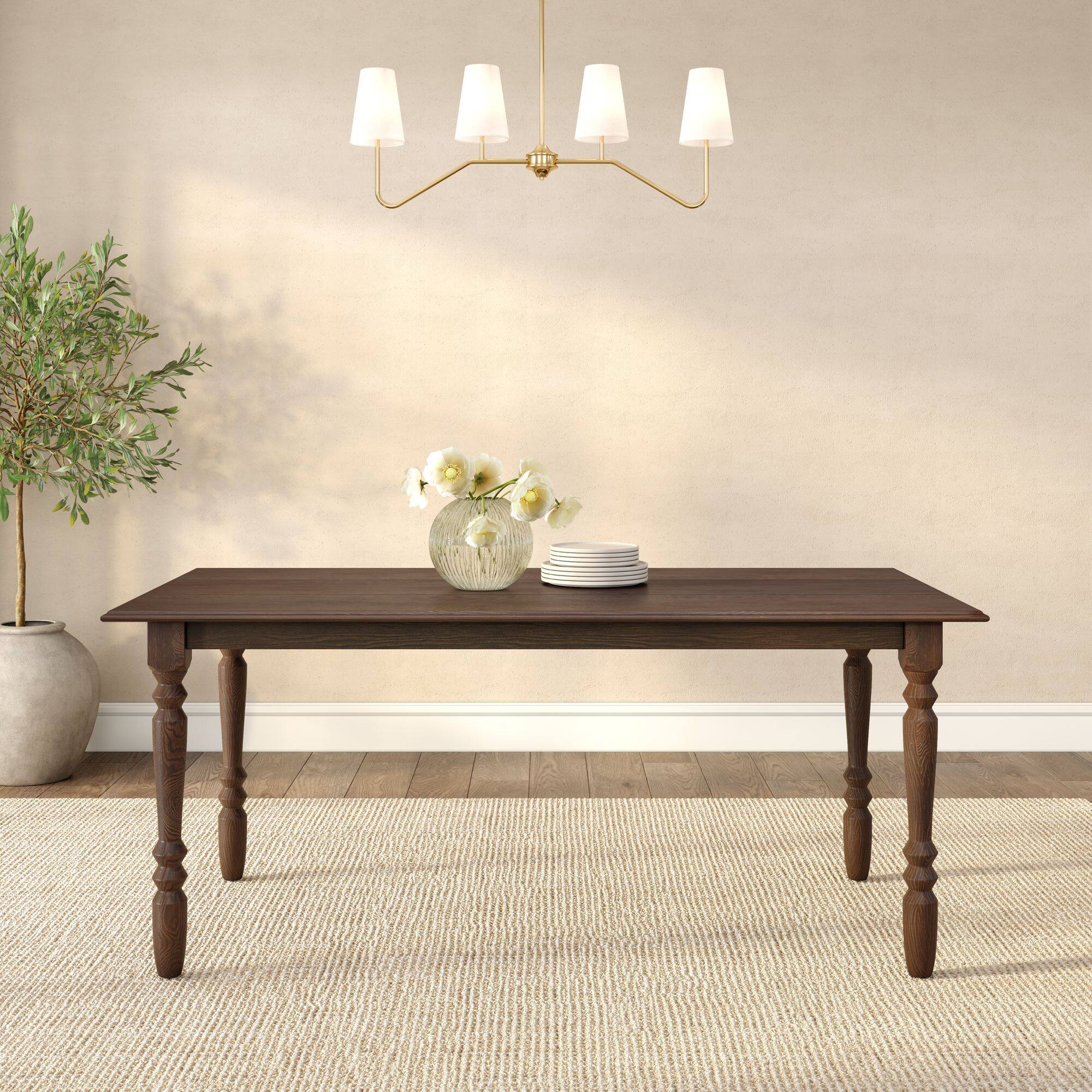 Alt View 1. Plank+Beam - Laurel Rectangular Dining Table (72in / 1828mm), Cognac - Cognac.