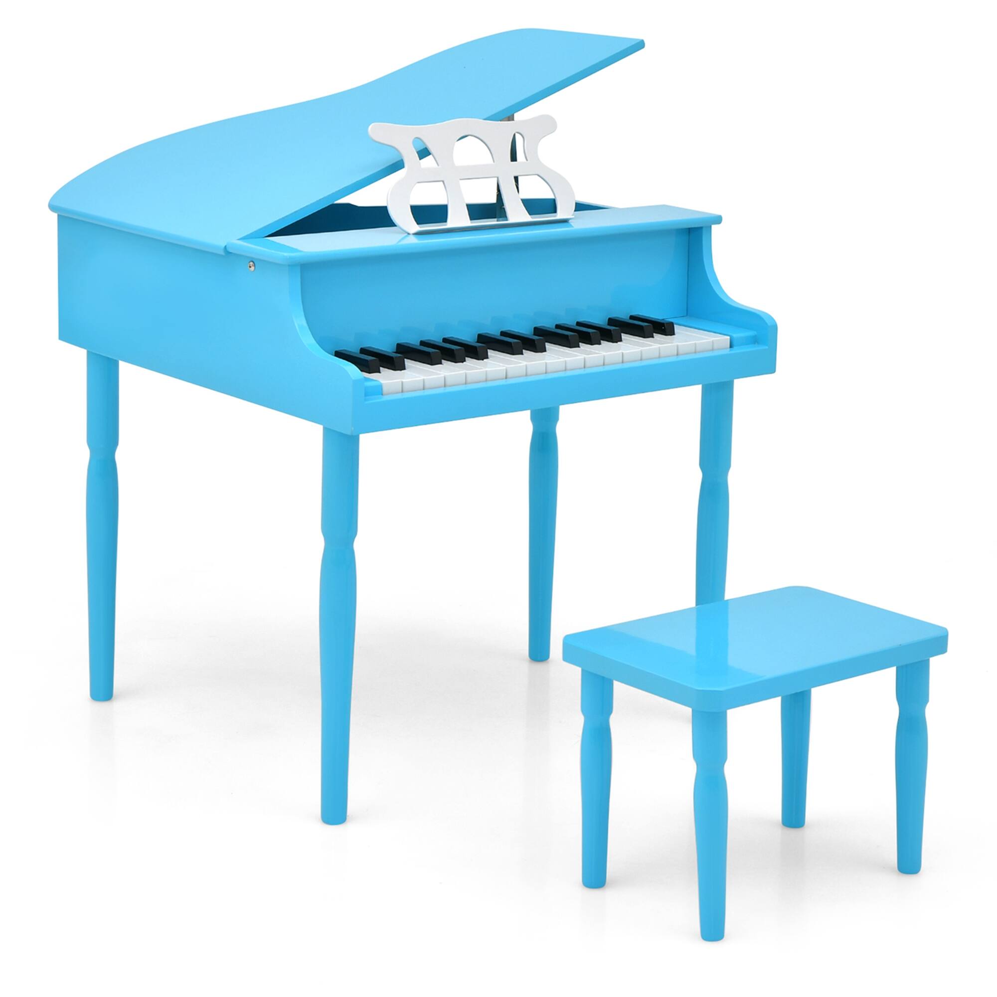 Front. Costway - 30-Key Classic Baby Grand Piano Toddler Toy Wood with Bench & Music Rack - Blue.