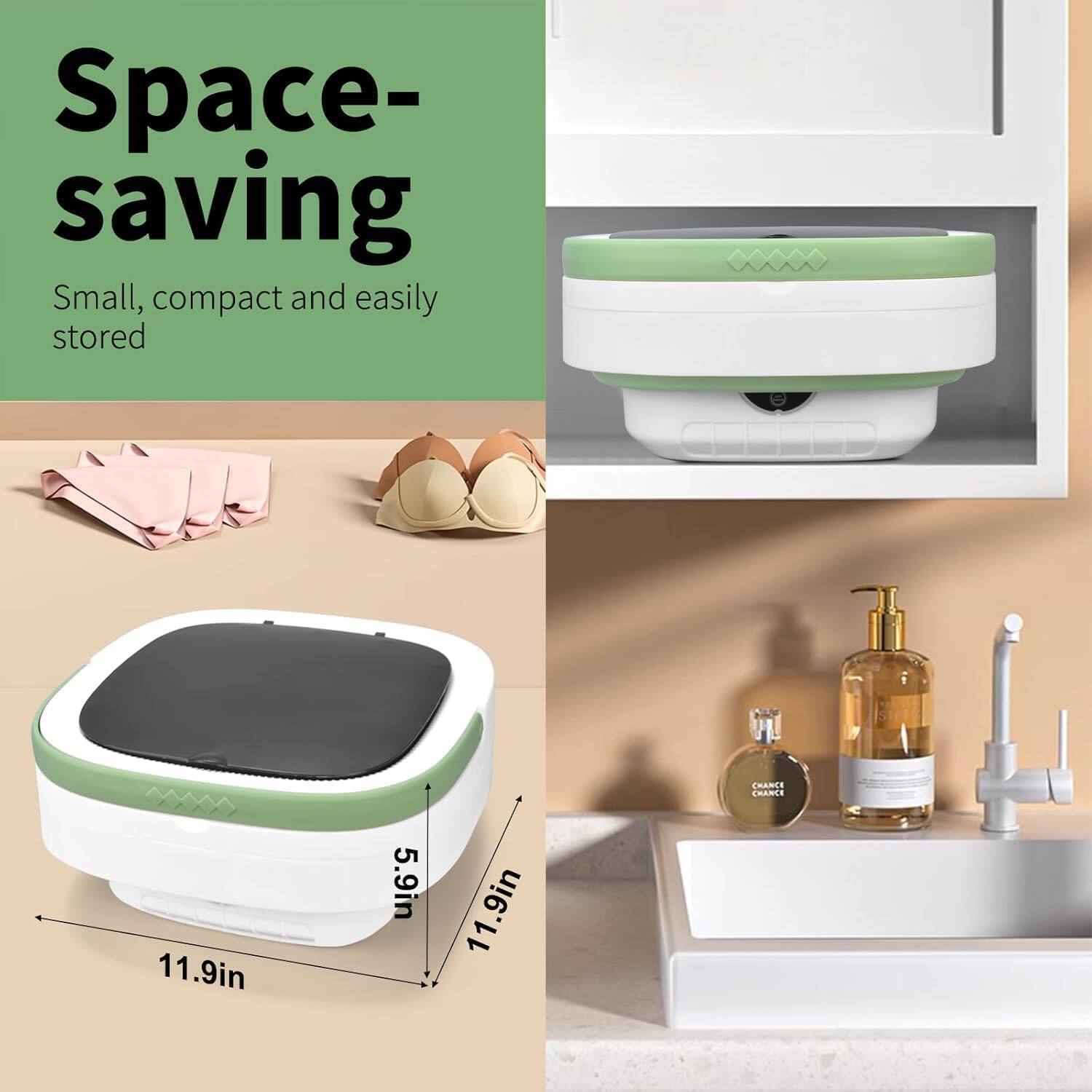 Space-saving  
Small, compact and easily stored  

11.9in  
5.9in  
11.9in