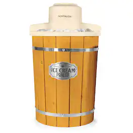 Nostalgia - 6 Qt. Brown Dark Wood Bucket Electric Ice Cream Maker - Woodgrain