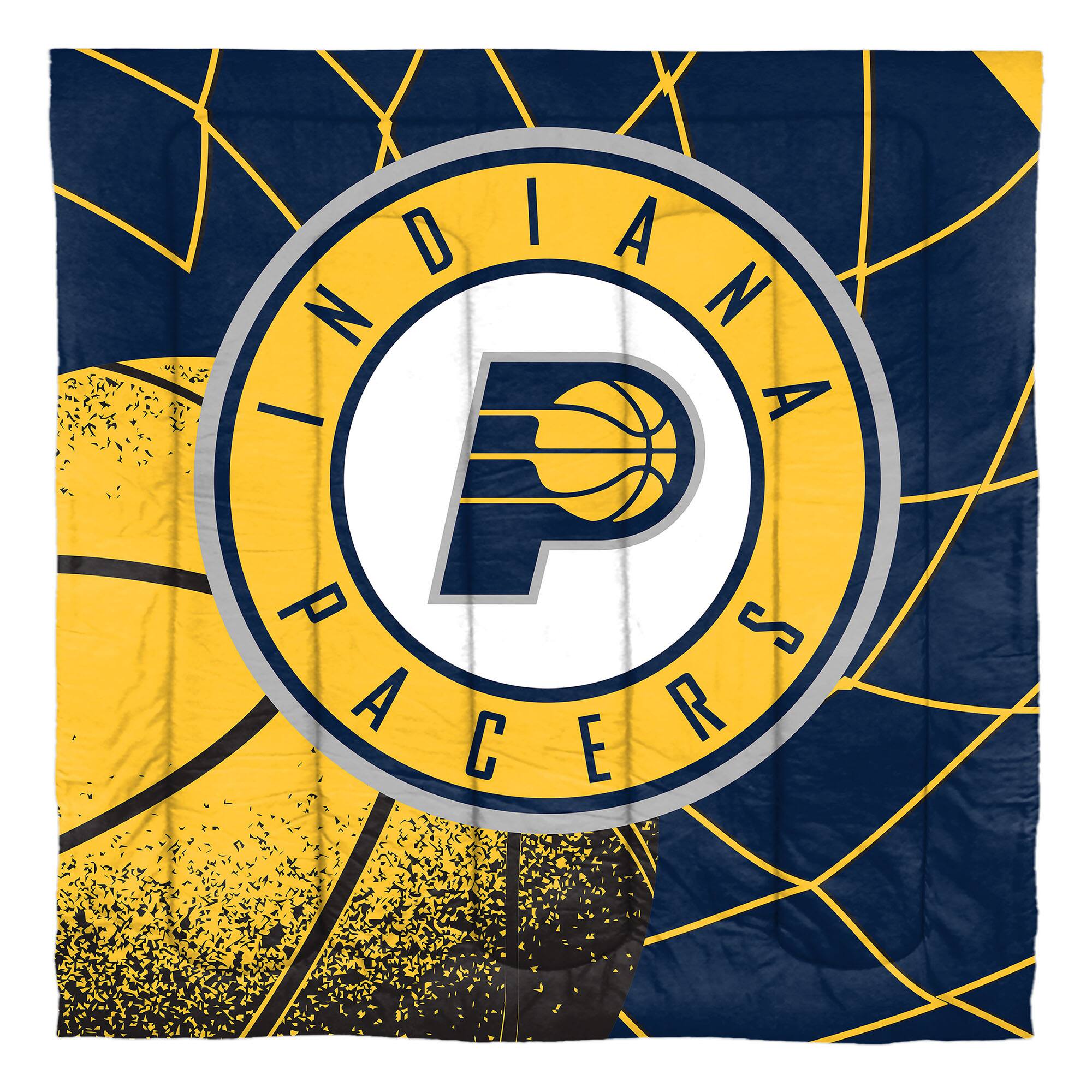 Angle. Sweet Home Collection - NBA Indiana Pacers Comforter & Pillow Sham Set- Full/Queen - Multicolored.