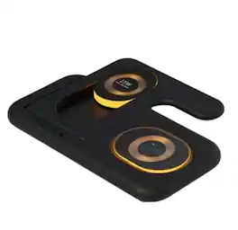 RISOKEYS - 6-in-1 Foldable Wireless Charger Stand - Fast Charging Pad with Dimmable Night Light for iPhone, Apple Watch, AirPods - Black