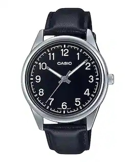 Casio - Men’s Leather Watch with Dial - MTP-V005L-1B4UDF - Black