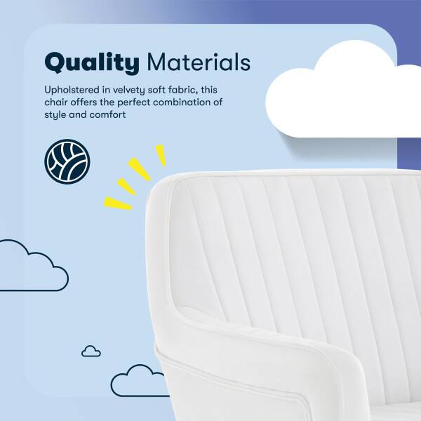 Quality Materials  
Upholstered in velvety soft fabric, this chair offers the perfect combination of style and comfort.