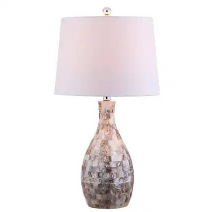 Front. Jonathan Y - Verna 26.5" Seashell LED Table Lamp, Ivory/Beige - Ivory/Beige.