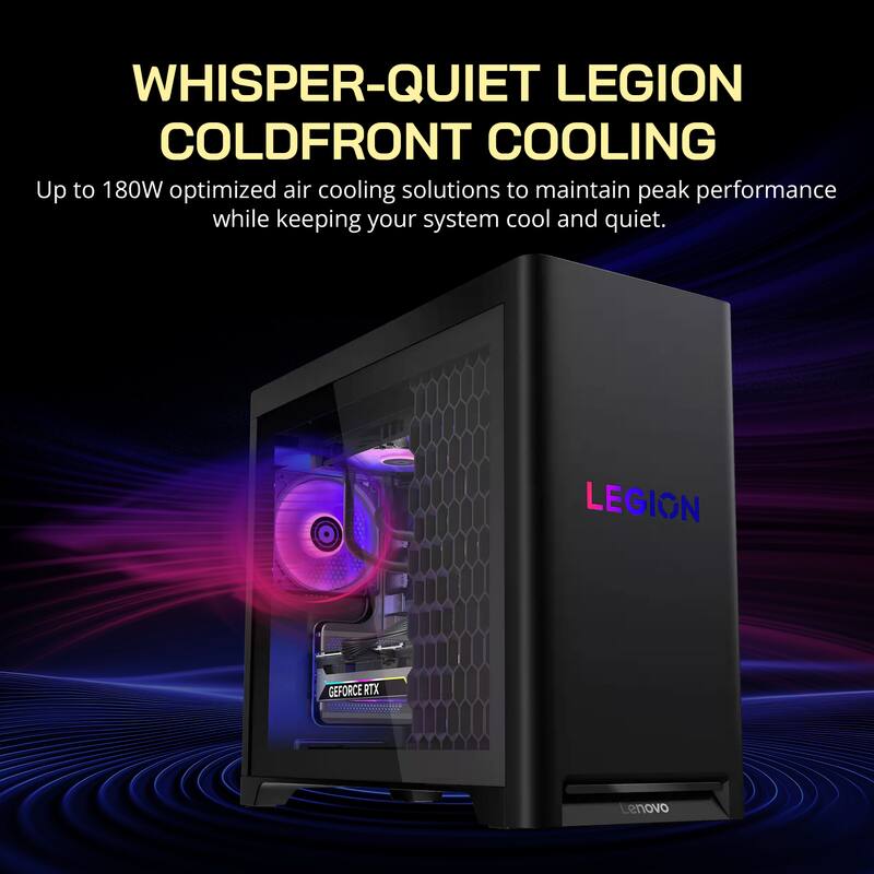 WHISPER-QUIET LEGION COLDFRONT COOLING

Up to 180W optimized air cooling solutions to maintain peak performance while keeping your system cool and quiet.

LEGION 102 GEFORCE RTX enovo
