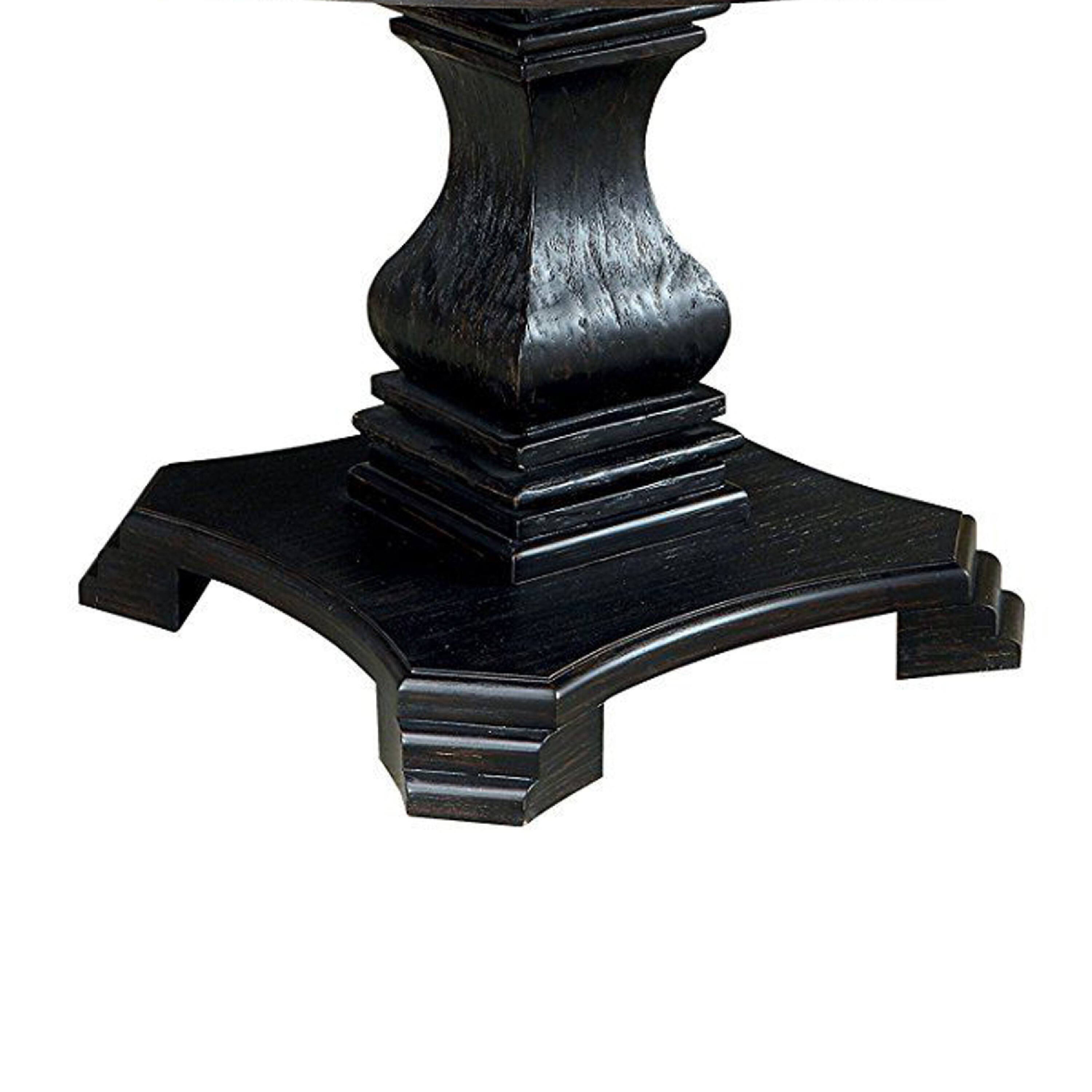 Alt View 3. Manhattan Lane - Traditional Style Wooden Round Top Dining Table with Pedestal Base - Antique Black.