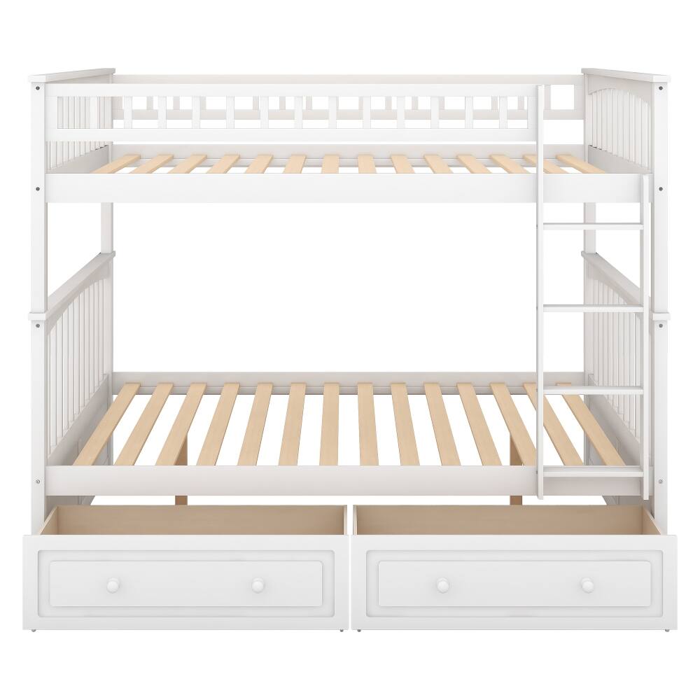 Alt View 2. Loheer - Loheer Full Over Full Bunk Bed with Drawers White Convertible Solid Wood - White.