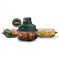 Ninja - Crispi® 5-in-1 Portable Glass Air Fryer Cooking System with 3 Glass Containers, Crisper Plates & Storage Lids - British Racing Green with Soft Gold Trim - Front_Zoom