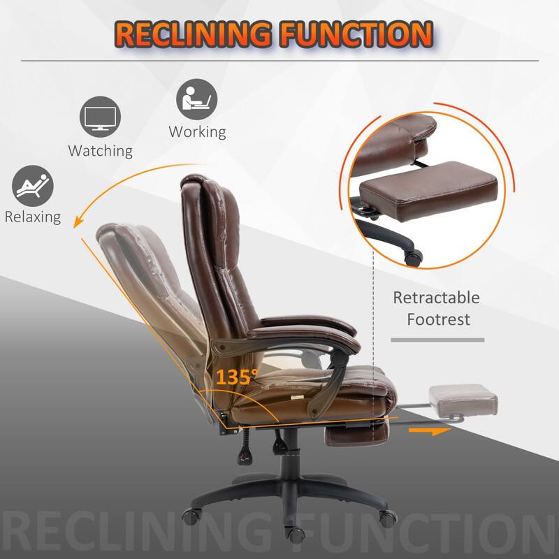 RECLINING FUNCTION

- Working
- Watching
- Relaxing

135°

Retractable Footrest