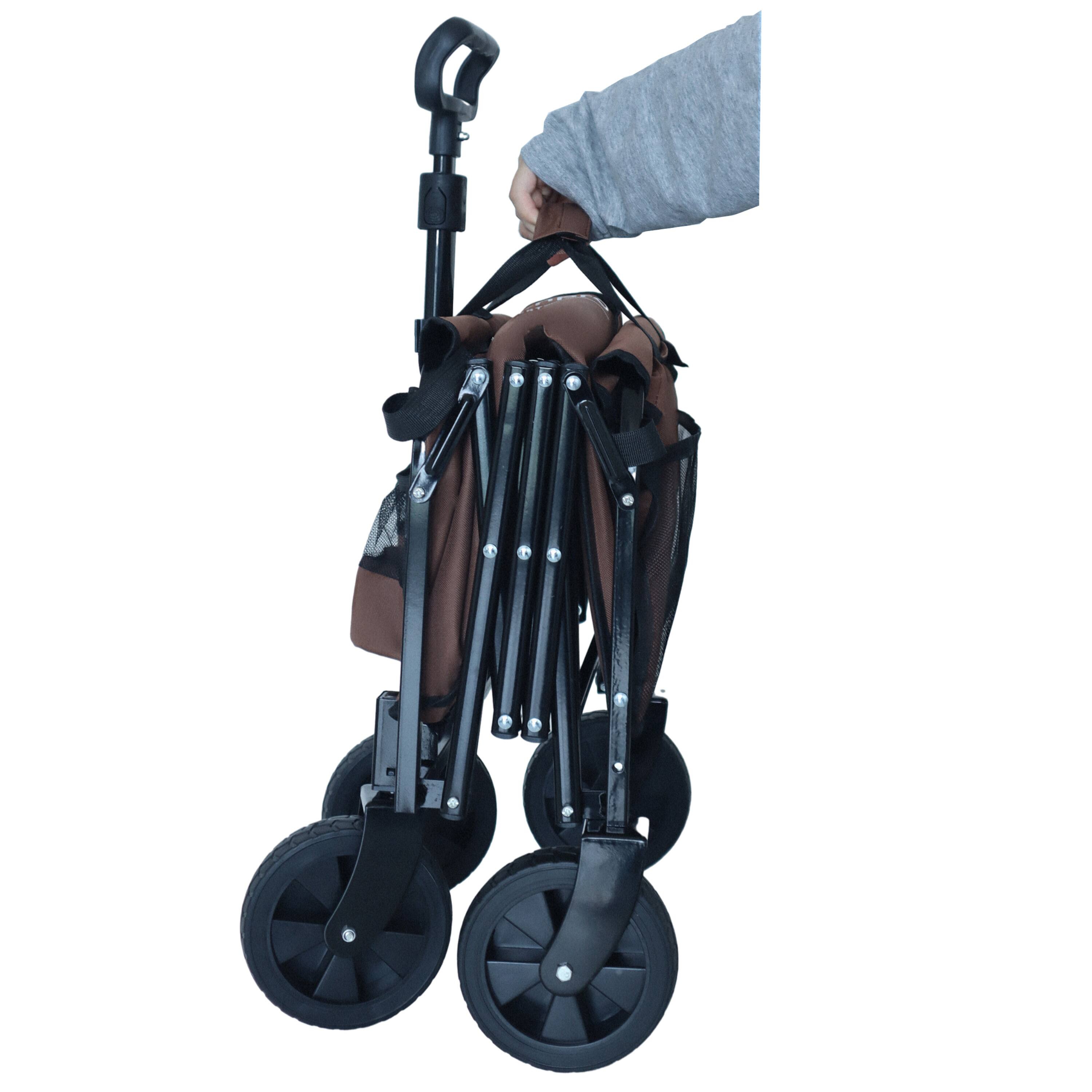 Alt View 3. Mondawe - Expandable Dual-Layer Wagon Utility Carts w/ 225LBS Capacity, 360° All-Terrain Wheels - Brown.