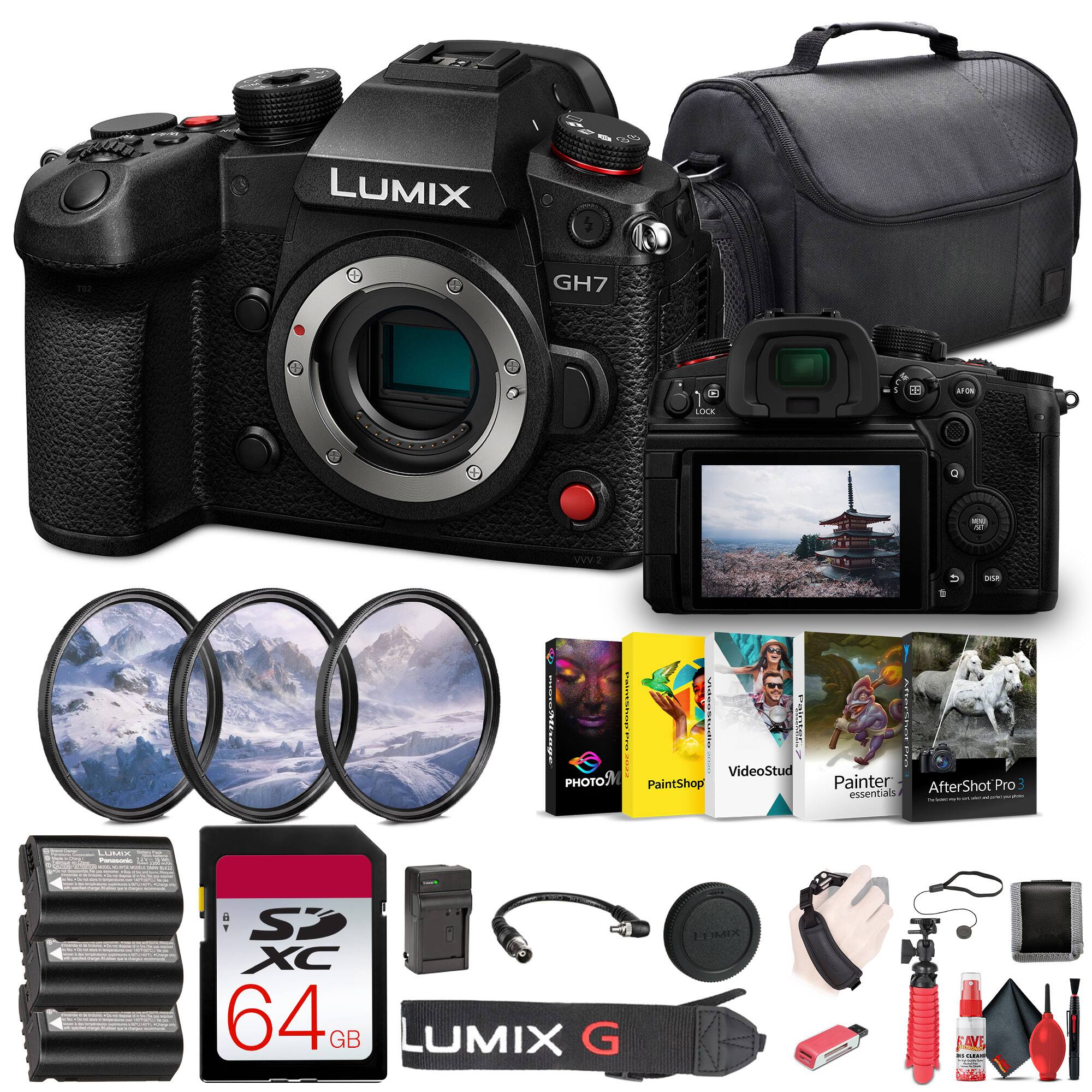 LUMIX GH7 28mm f/1.7  
Memory Card: SD XC 64 GB  
Lenses: LUMIX G  
Software: PaintShop Pro, VideoStudio, Painter Essentials, AfterShot Pro  
Accessories: Camera bag, batteries, charger, lens cap, tripod, cleaning kit, lens hood, wrist strap