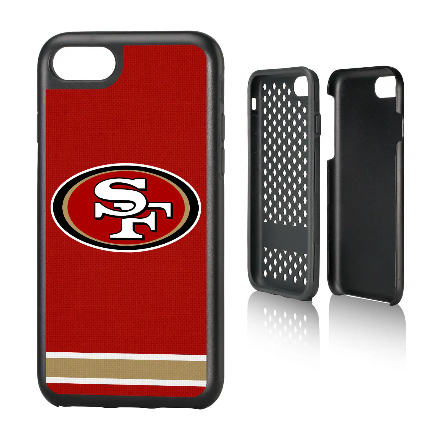 Alt View 3. Keyscaper - San Francisco 49ers iPhone Rugged Stripe Design Case - 13 Pro - Multicolor.
