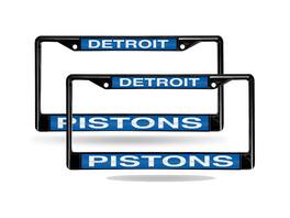 Rico Industries - Detroit NBA Pistons Black Metal (Set of 2) Laser Cut License Plate Frames - Multi