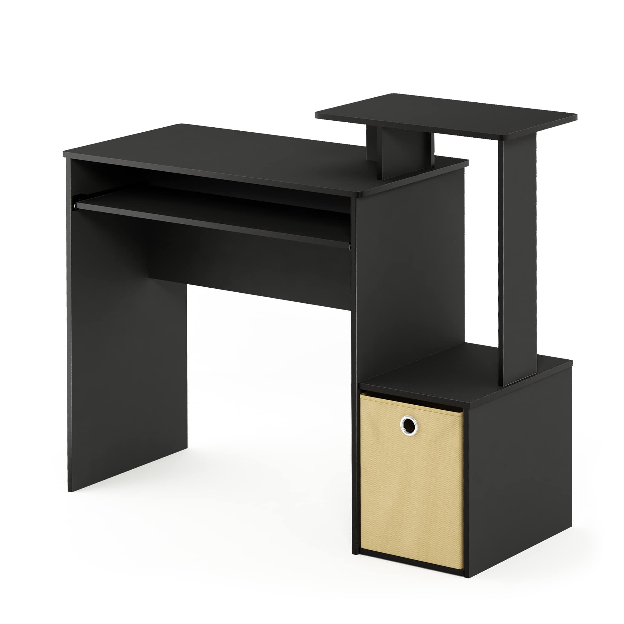 Photos - Office Desk Econ Furinno -  Multipurpose Home Office Computer Writing Desk w/Bin - Black/Brown 12095BK/BR 