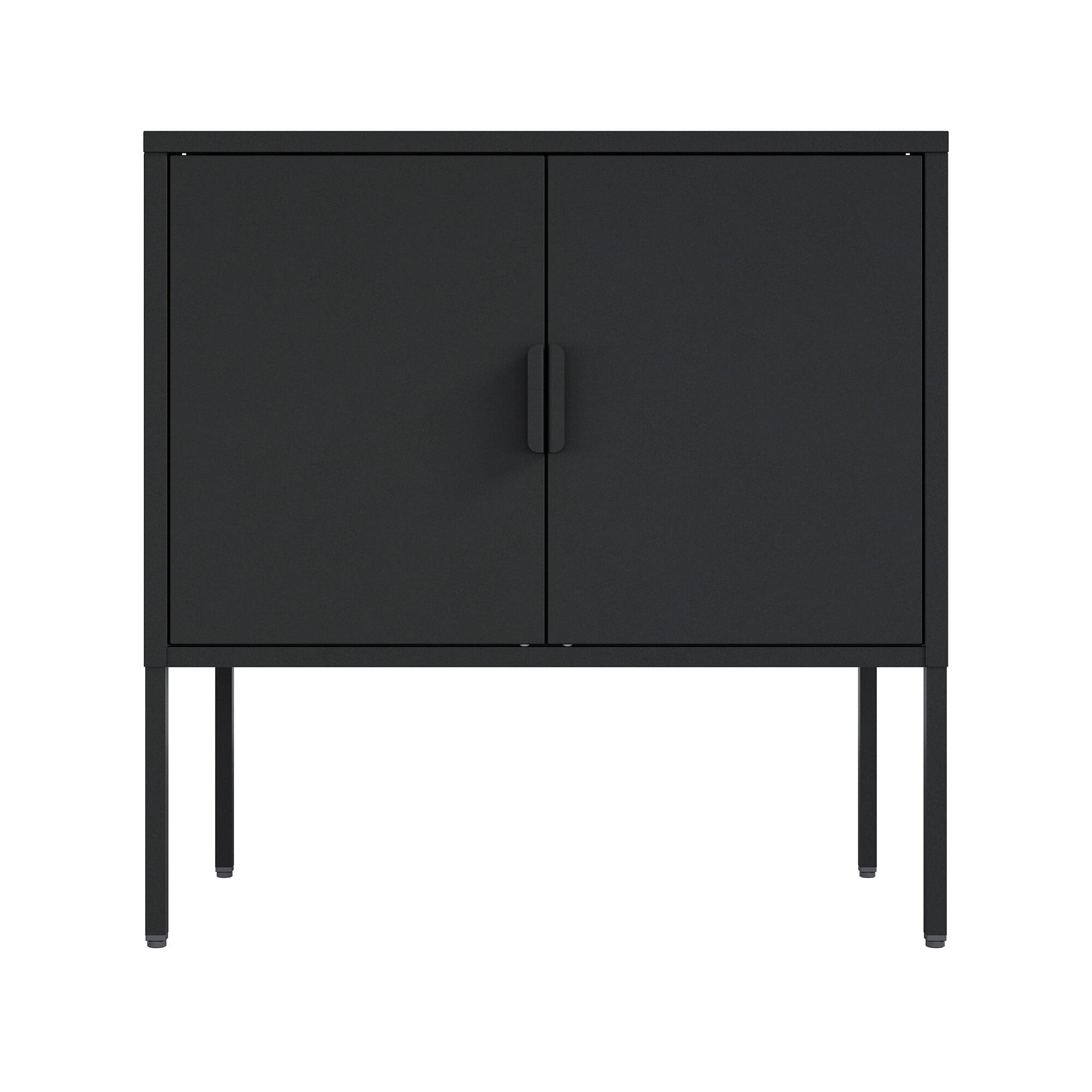 Front. TinyHomie - Ava 24 Inch Metal Accent Cabinet Black - Black.