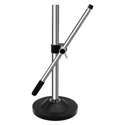 Front. 5 CORE - Mic Stand Adjustable Desktop Boom Microphone Stands Round Base Pedestal Para -MS RBS CH IN - Silver.