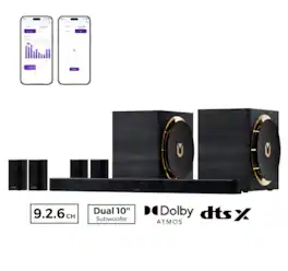 Ultimea - Skywave X100 Dual 9.2.6 Channel Dolby Atmos Soundbar System with Dual 10" Subwoofers & DTS:X - Black