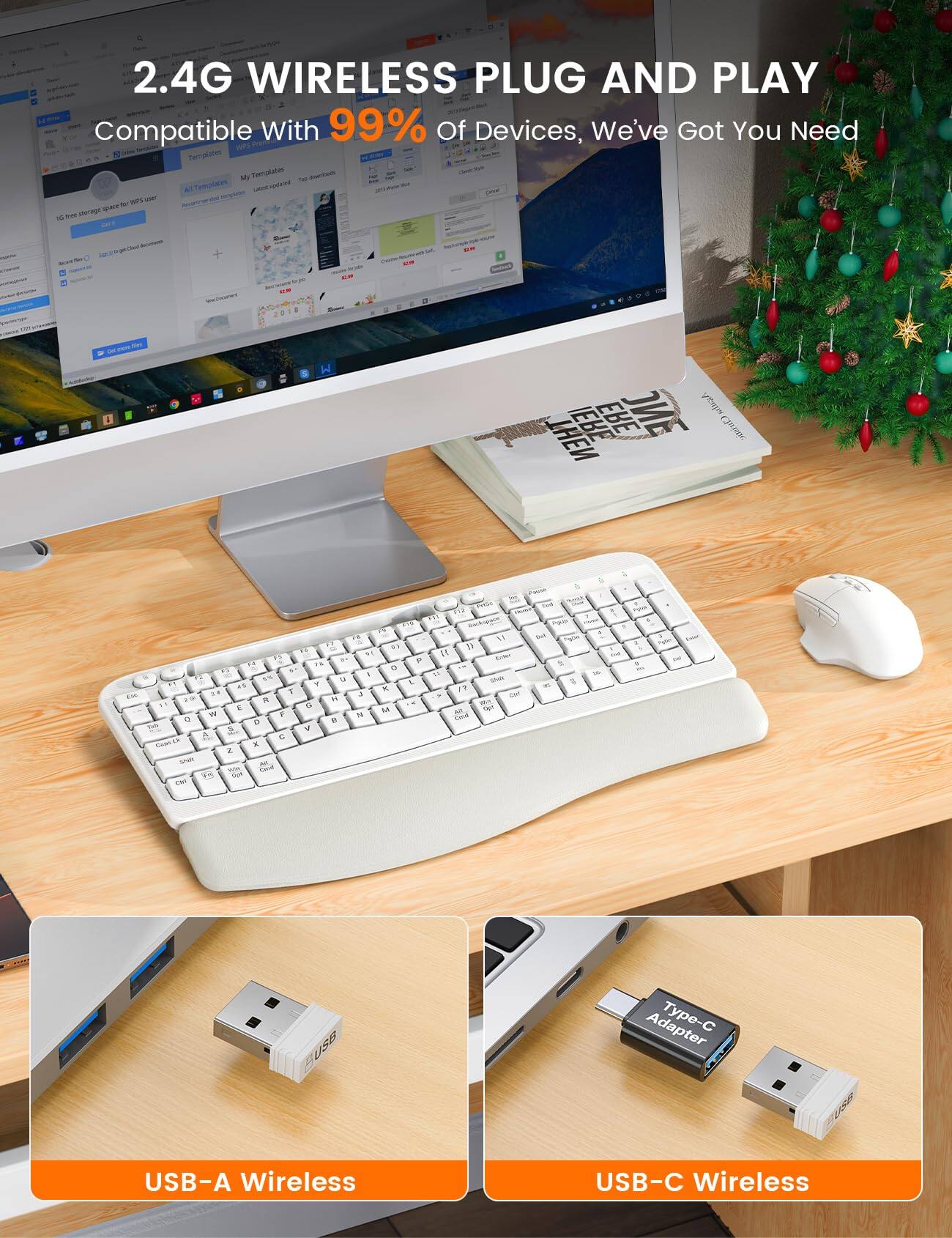 2.4G WIRELESS PLUG AND PLAY  
Compatible With 99% Of Devices, We've Got You Need  

Templates  
100% LOOT NY storage  

USB-A Wireless  
USB-C Wireless
