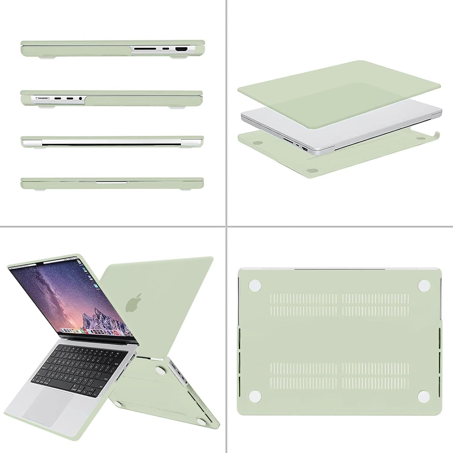 Alt View 1. mosiso - Case for MacBook Pro 14 inch Case M5 M4 M3 M2 M1 2026-2021 A3427 A3426 A3434 A3112 A3185 A3401 A2918 A2992 A2779 A2442 - Sage Green.