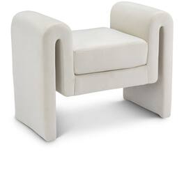 Meridian Furniture - Sloan Cream Velvet Bench - Beige