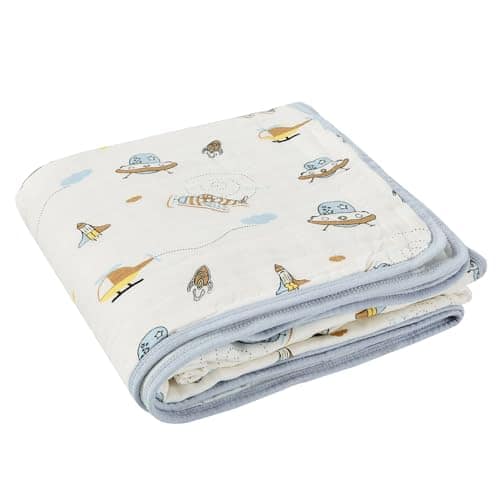 Pacoar Cade - Muslin Blanket Thicker Cotton Receiving Quilt For Swaddle Butterfly MATERIAL DETAIL: 30x40 inchesblanket, 100%cotton - Spaceship-47"x47“-1