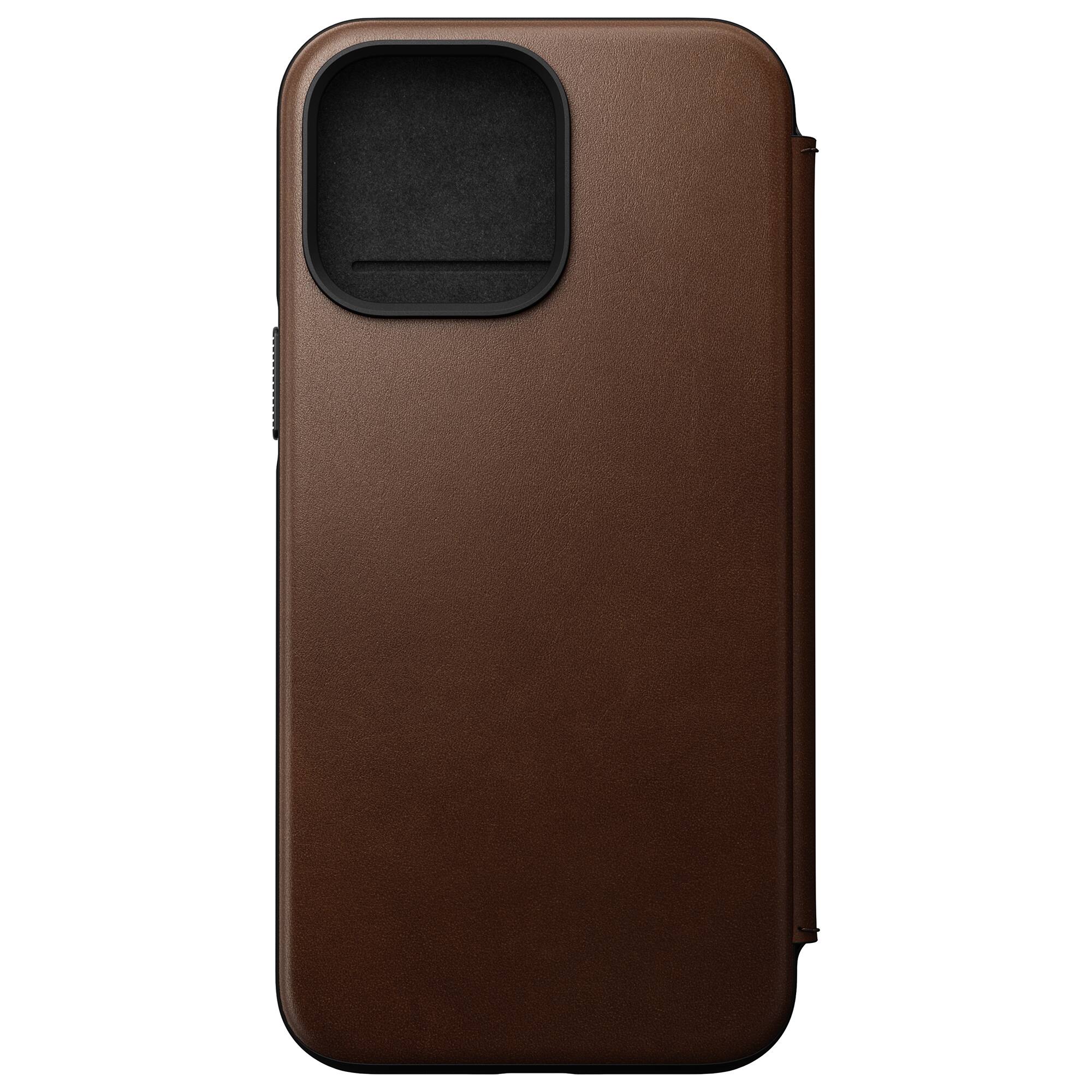 Front. Nomad - Leather Folio Case Apple iPhone 14 Pro Max - Brown.