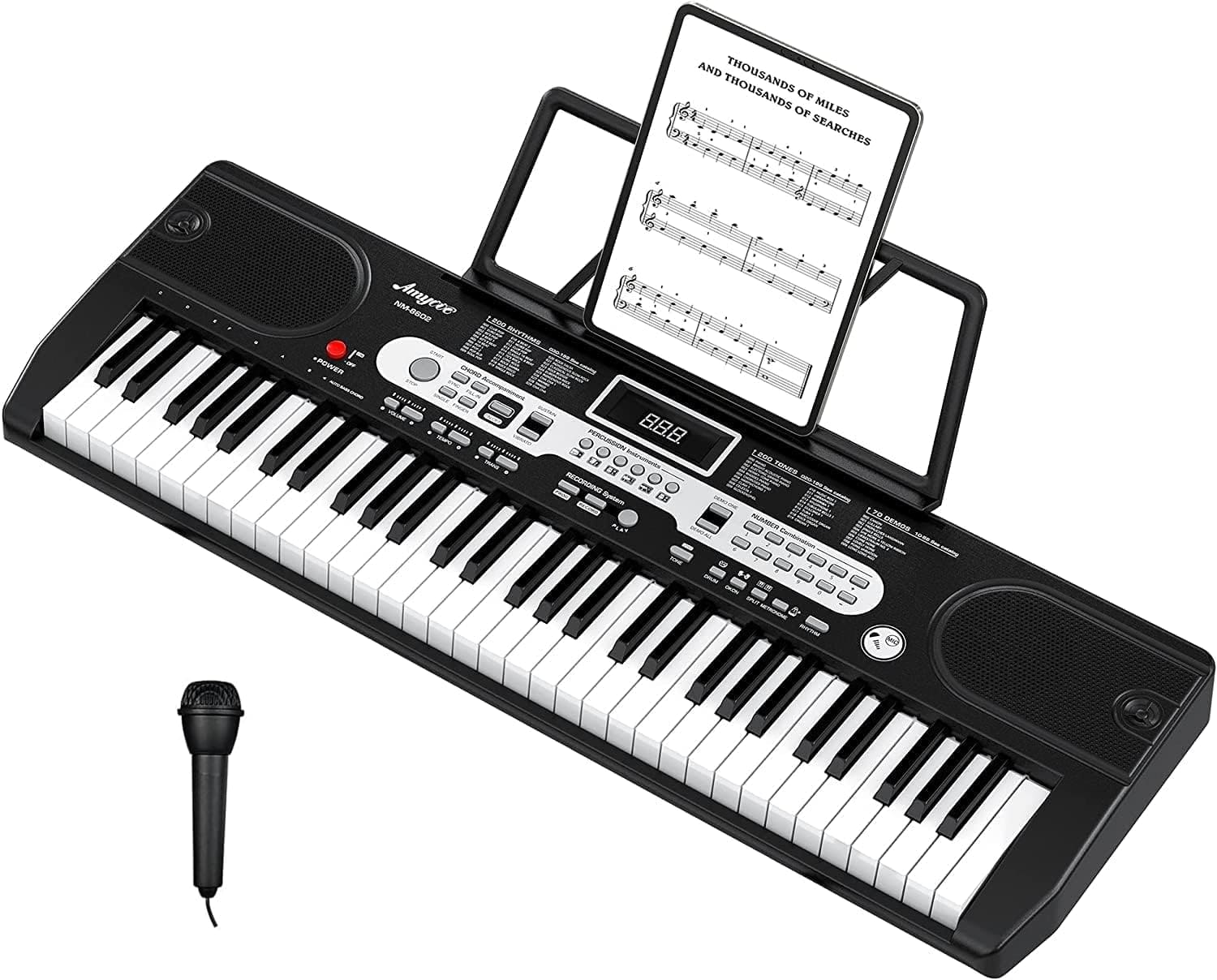 GARVEE - 61-Key Portable Electric Piano with Built-In Speakers & Recording Mic – Perfect for Learning, Practice and Musical Fun