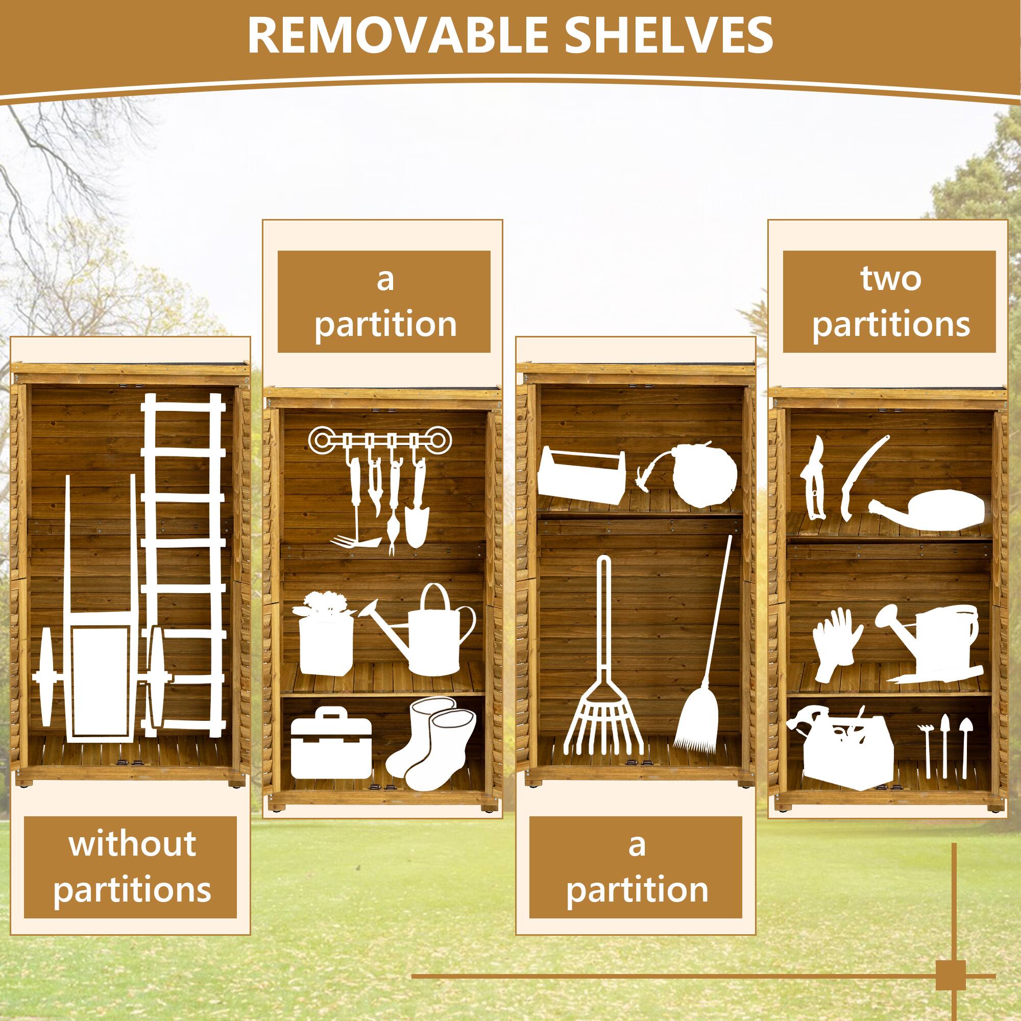Back. TinyHomie - Outdoor Storage Cabinet Wood Garden Shed with Lockable Door Waterproof Roof and 2 Removable Shelves Outside Storage Shed.