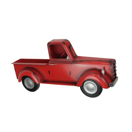 Front. Things2Die4 - Metal Red Vintage Pickup Truck Wall Pocket Farmhouse Decor Sculpture 16.25 Inches Long - Red.