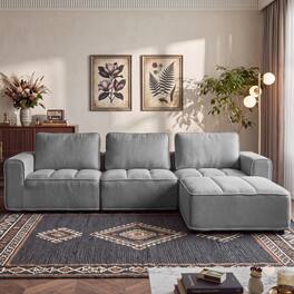 Dyonery - 110" L Shaped Modular Sectional Sofa with Ottoman, Boneless Couch for Living Room - Dray