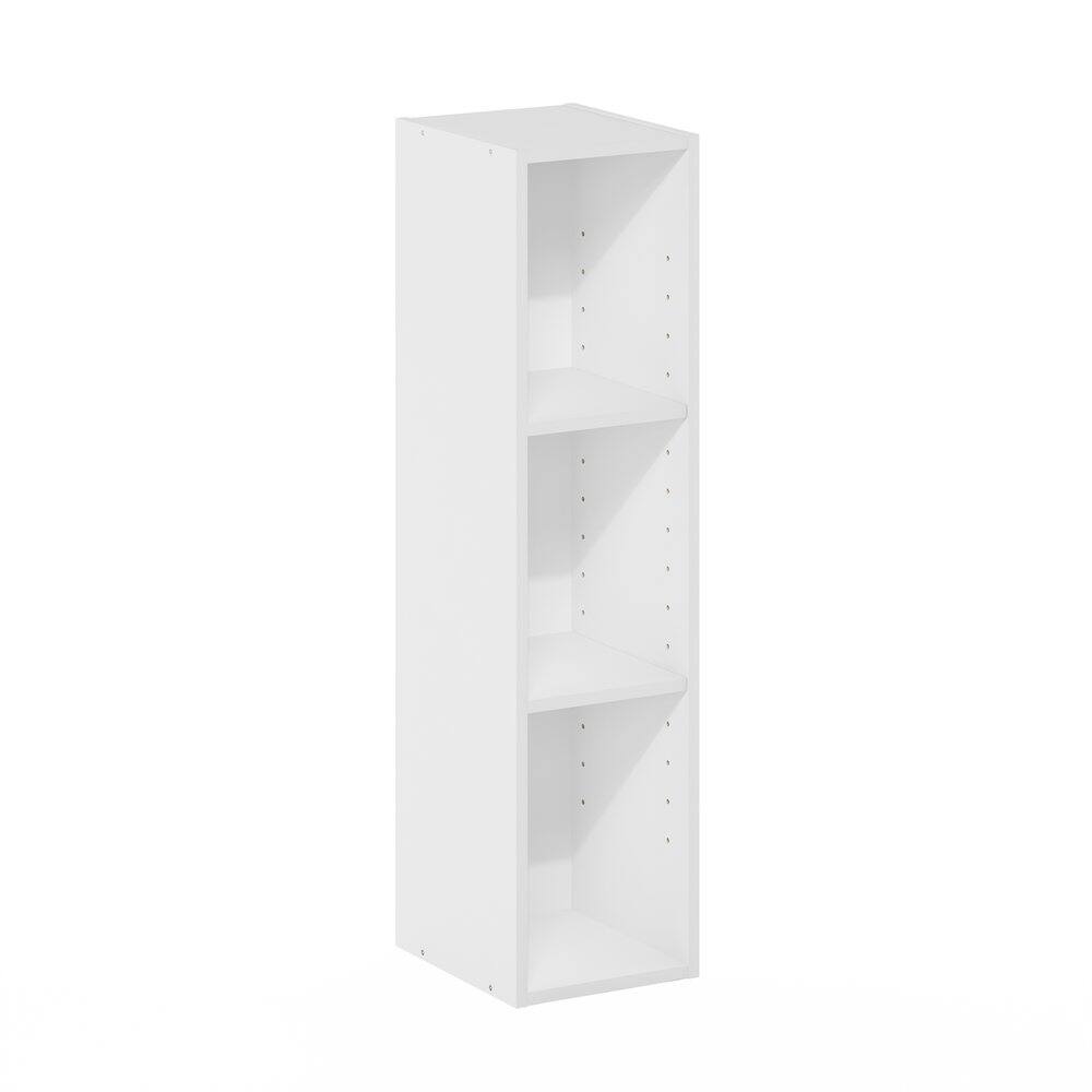 Angle. Furinno - FULDA Book Shelf, 3-Tier Narrow Storage Cabinet, Bookcase with 8-In Width Storage Shelf, 9.3 x 7.9 x 31.5 - White.