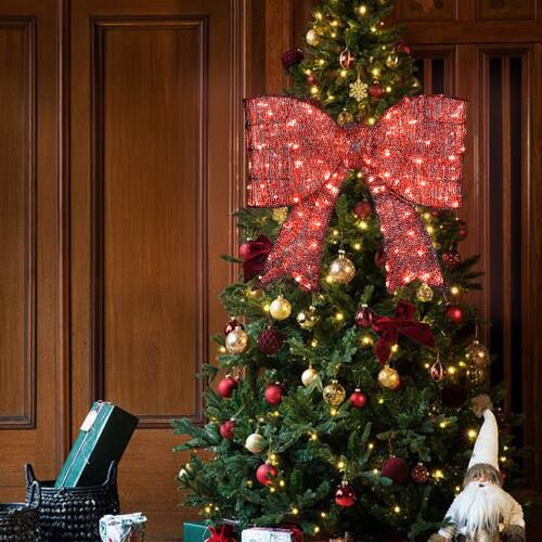 Alt View 8. Winado - 28in Christmas Pre-lit Giant Bowknot Lighted Metal Frame Decoration with LED Lights for Outdoor Yard - Red.