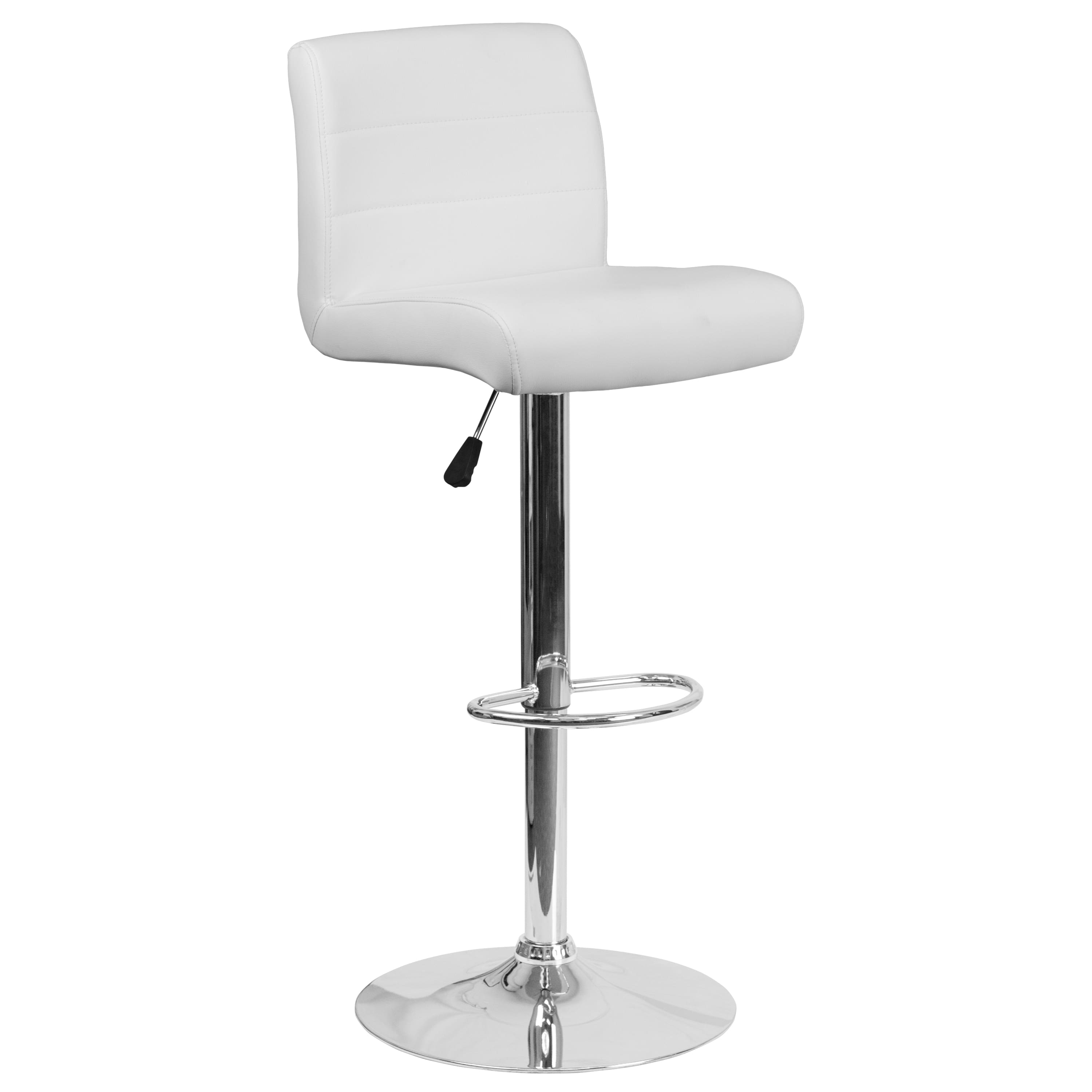 Alamont Home - Contemporary Vinyl Adjustable Height Barstool with Rolled Seat and Chrome Base - White price history on PriceWatchPro