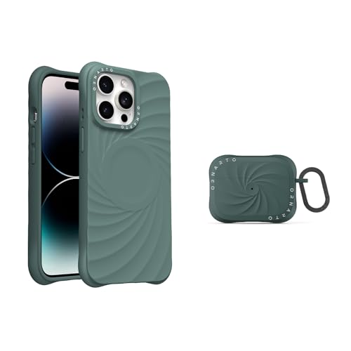 Front. Ornarto - ORNARTO Vortuxe for iPhone 14 Pro Max Case 6.7" and for AirPods Pro 2 Case in Pine Green - Pine Green.