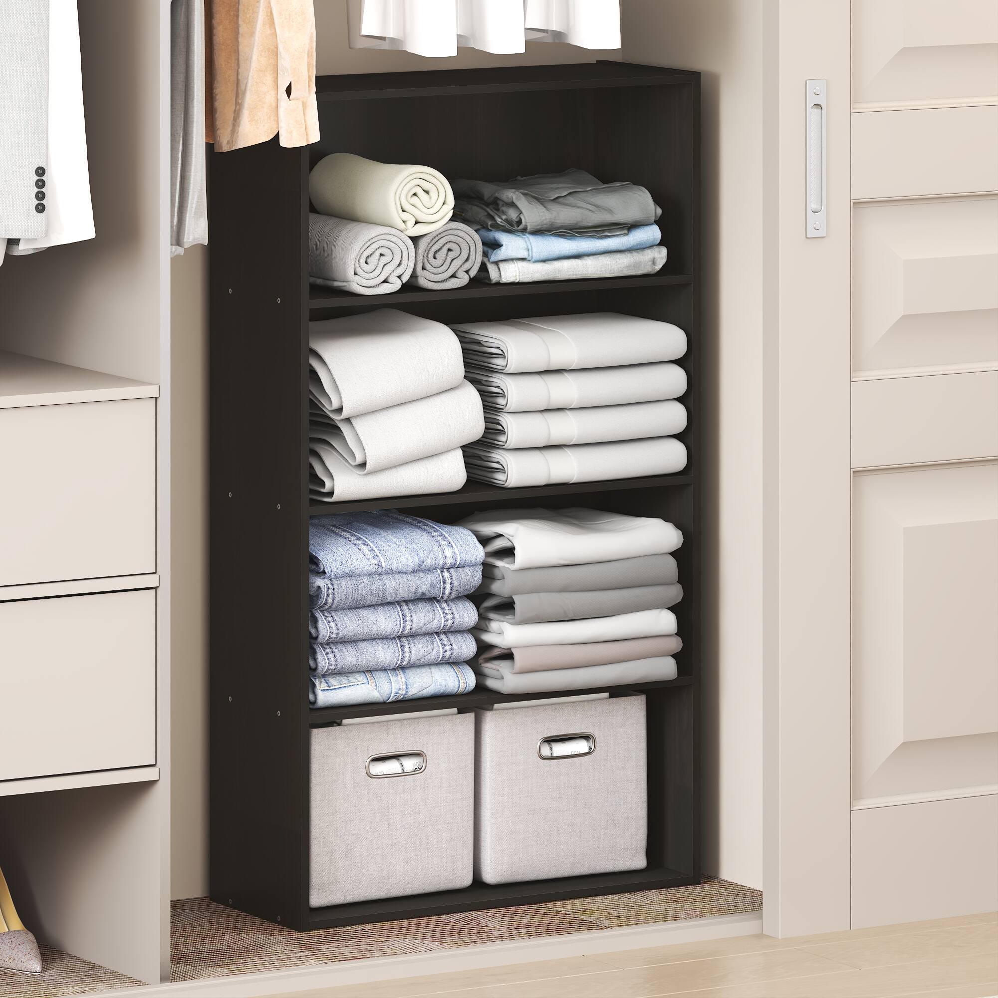 Alt View 1. Furinno - REED Closet Organizers and Storage, 4-Tier Closet Organizer, Closet Storage, for Wardrobe, Bedroom, Living Room - Espresso.
