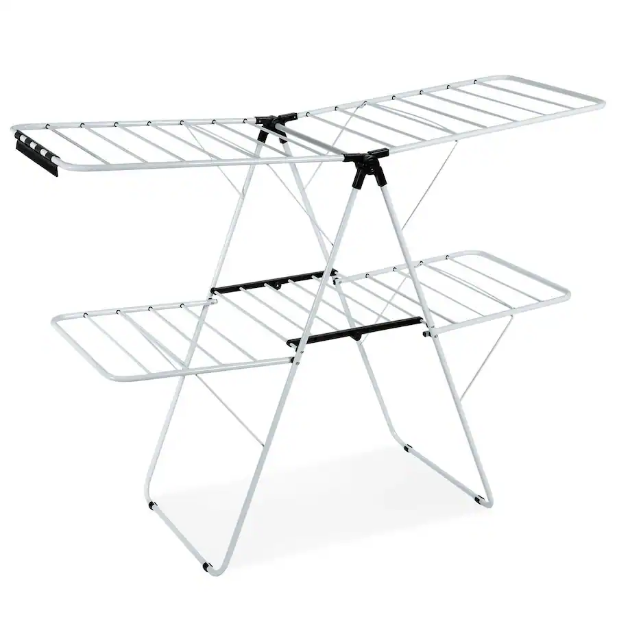Costway 2 Level Clothes Drying Rack Foldable Airer w/ Height Adjustable ...