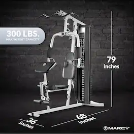Marcy - Dual-Functioning Upper Lower Body Fitness Workout 150-Pound Stack Home Gym - Black with silver/steel frame