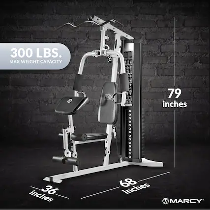 300 LBS. MAX WEIGHT CAPACITY
79 inches
36 inches
68 inches
MARCY