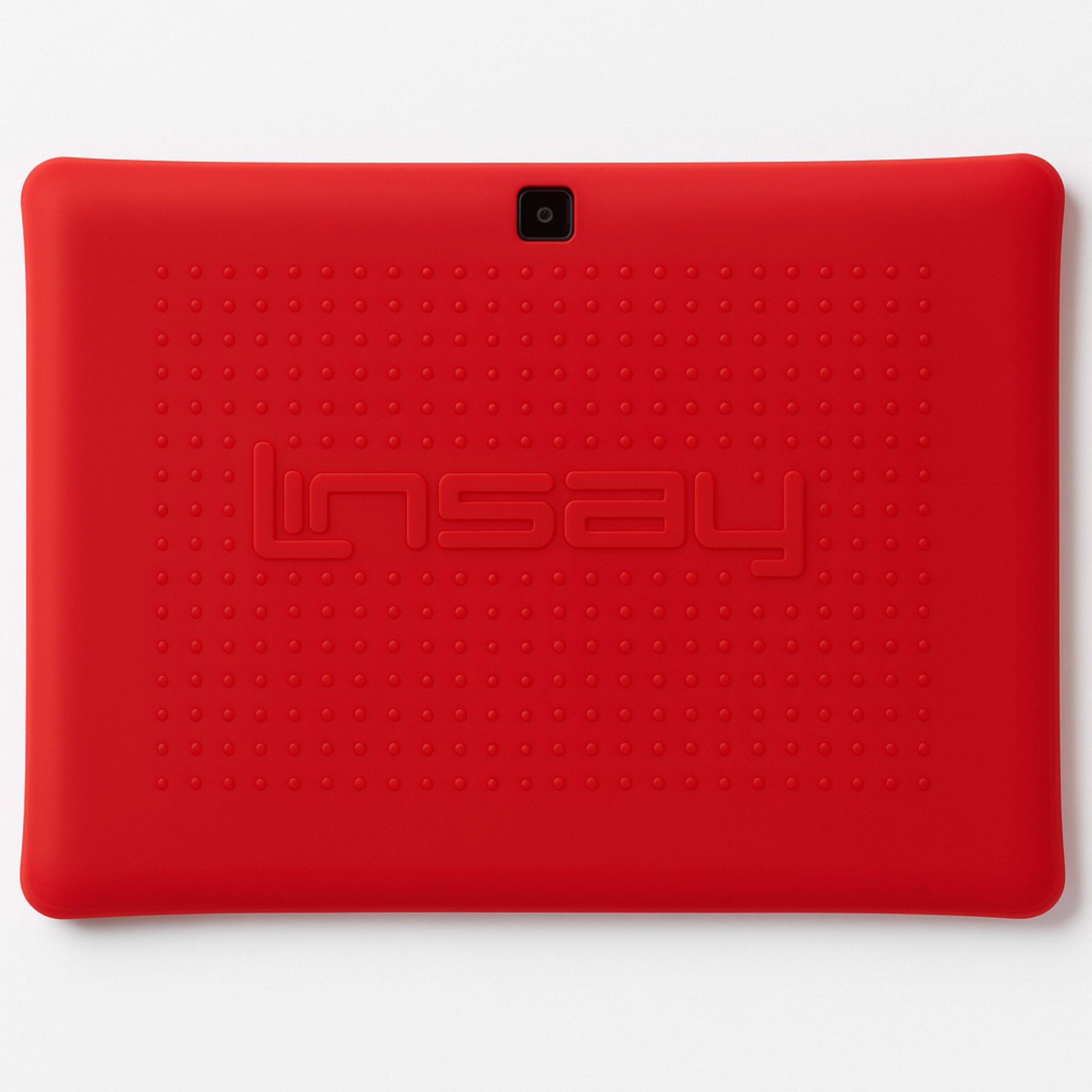 Alt View 4. LINSAY - LINSAY 10.1"Octa Core 128GB Storage Android 15 Tablet with Red Kids Defender Case, and LED Backpack Orange - Orange.