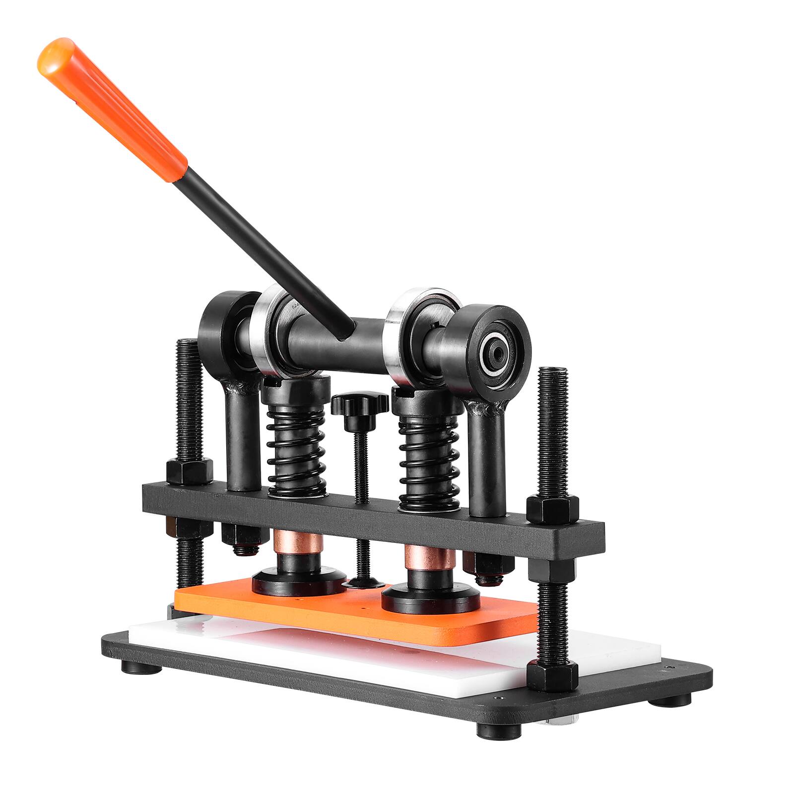 Alt View 5. VEVOR - Leather Cutting Machine, 10.2 x 4.7 in Embossing Plate Manual Die Cutter, 0.47 in Pressure Stroke Dual Guide Shafts - Orange;Black.