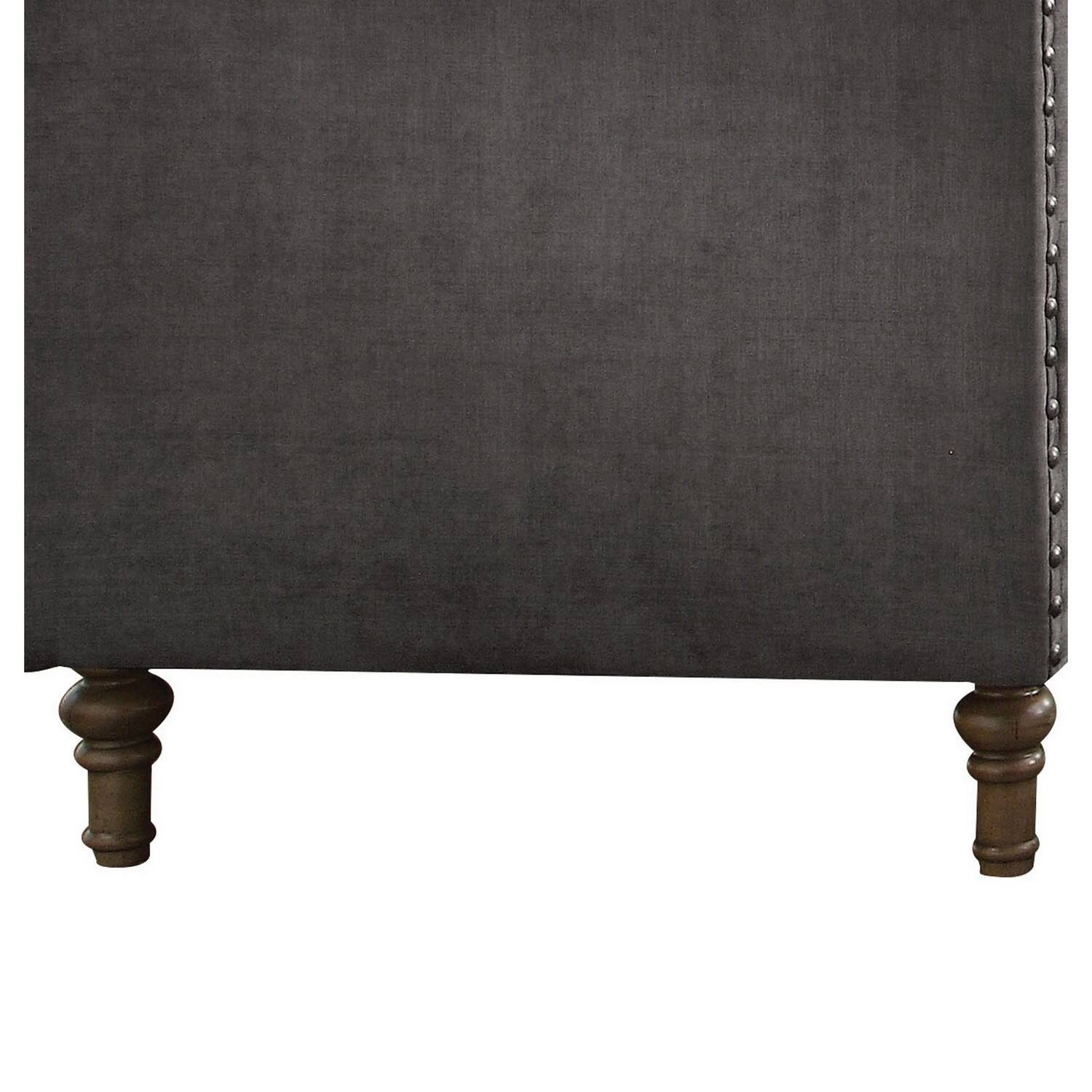 Alt View 3. Manhattan Lane - Fabric Upholstered Wooden Sofa Chair with Nail Head Trim - Gray.