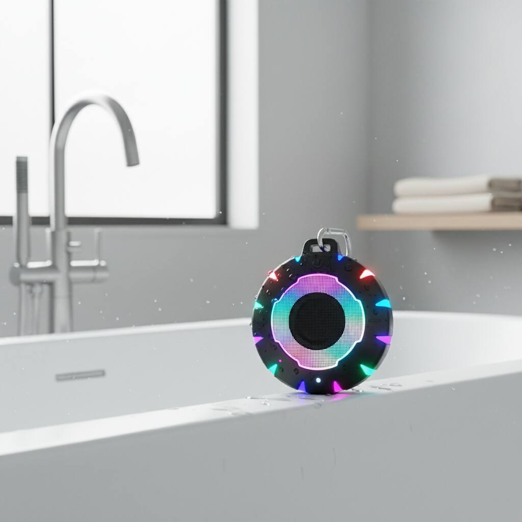 Alt View 1. Dazzed Corner - Durable Waterproof Bluetooth Shower Speaker - Black.