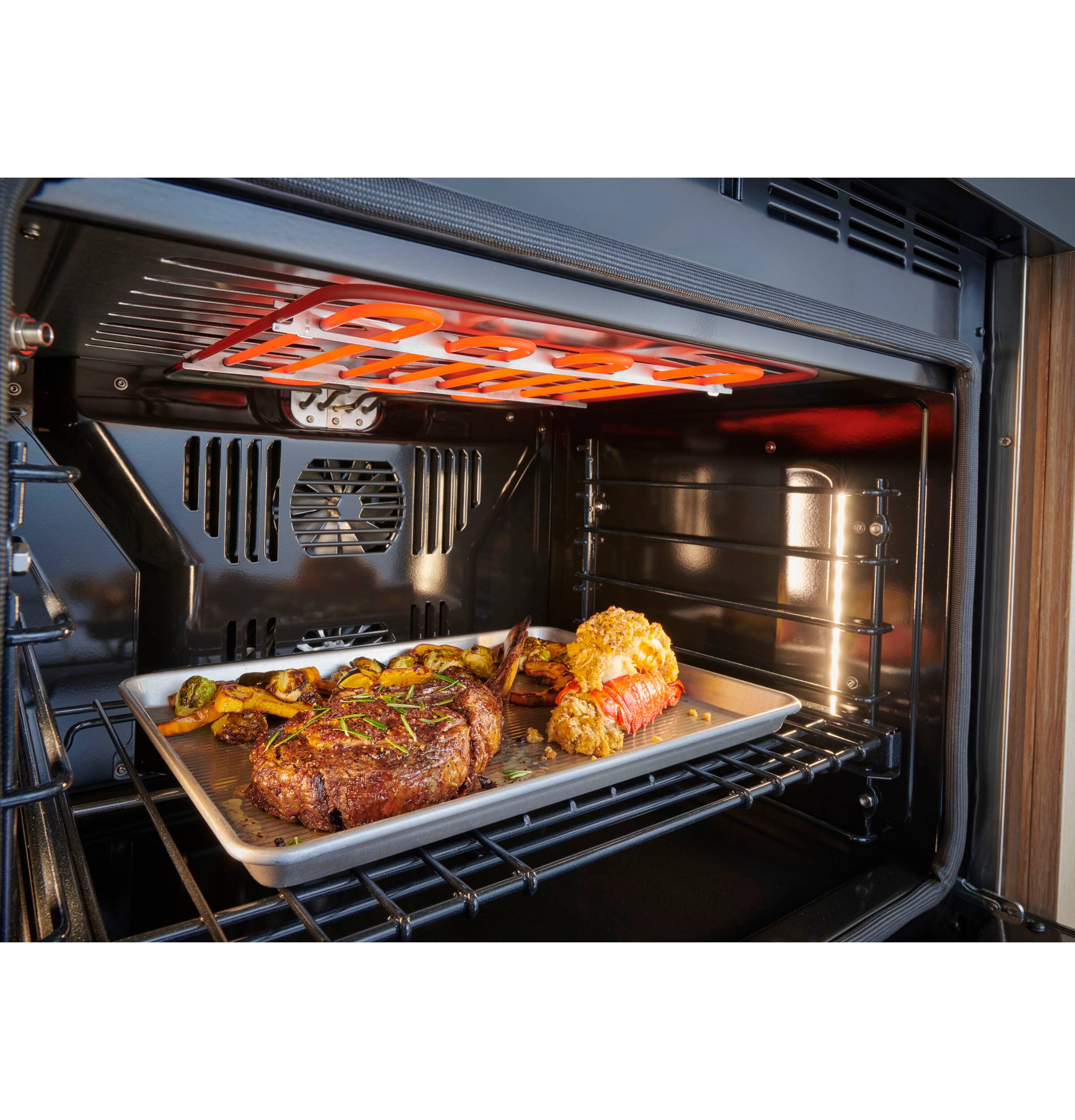 Alt View 15. Monogram - Minimalist 30" Built-In Single Electric Convection Wall Oven with No-Preheat Air Fry  and Voice Control - Stainless Steel.