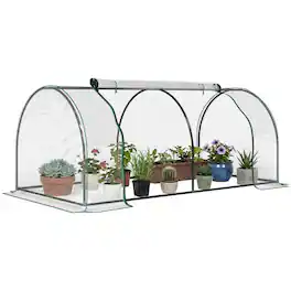 PULUZ - 7' L x 3' W x 2.5' H Portable Tunnel Greenhouse for Outdoor Garden Hot House with 4 Zippered Doors, PVC Cover