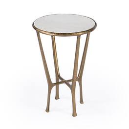 Butler Specialty - Switlania 16 in. W Round Metal and Marble Side Table - Gold